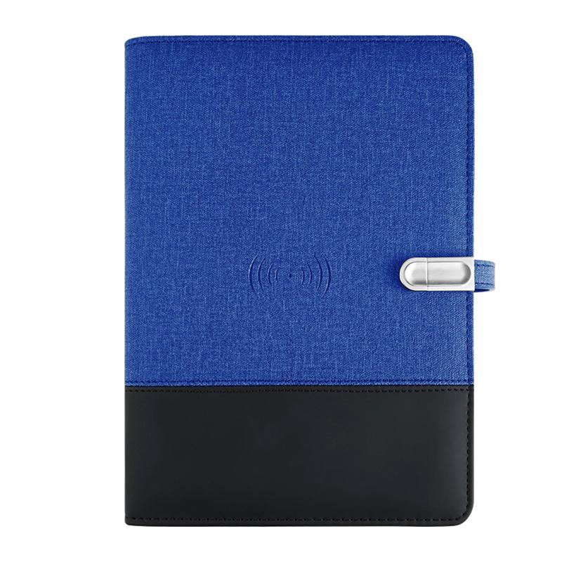 Custom Led Light Logo A5 Size Notepad 8000mah Wireless Charger Power Bank Combination Synthetic Leather Diary Notebook With Usb