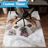 Custom Name Bulldog Comfortably Rug for Living Room, Game Rooms, Office, Bedroom, Floor Mat Playful Design, Fan Gifts Christmas Decor