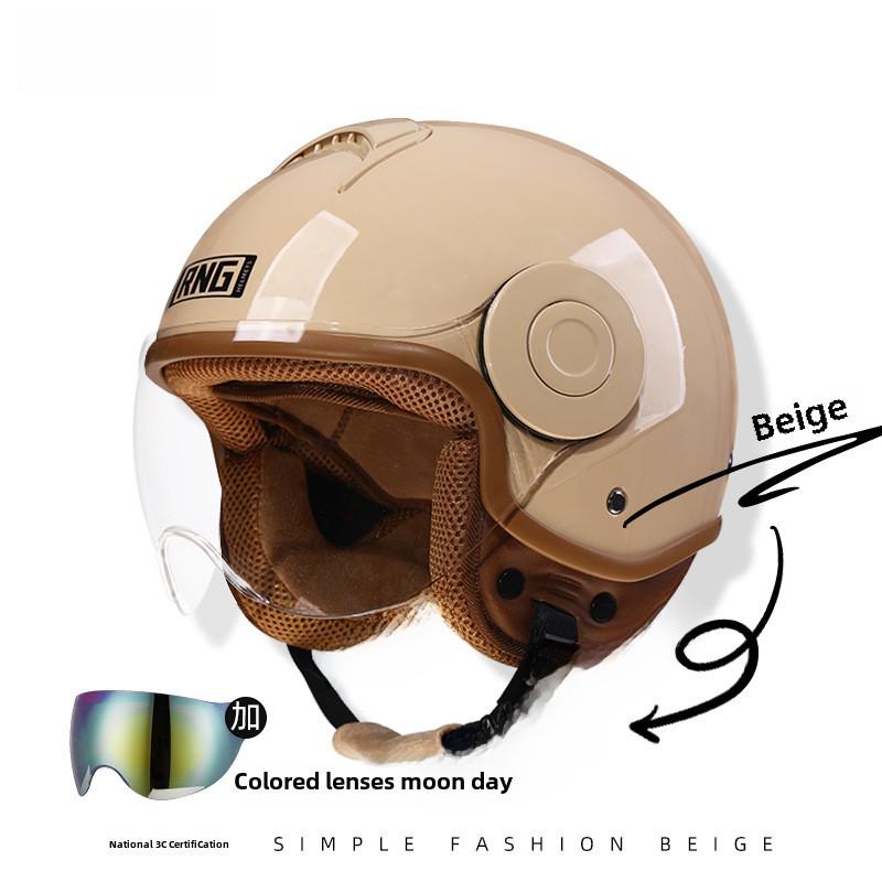 RNG 3C-Certified Retro 3/4 Motorcycle Helmet for Men & Women