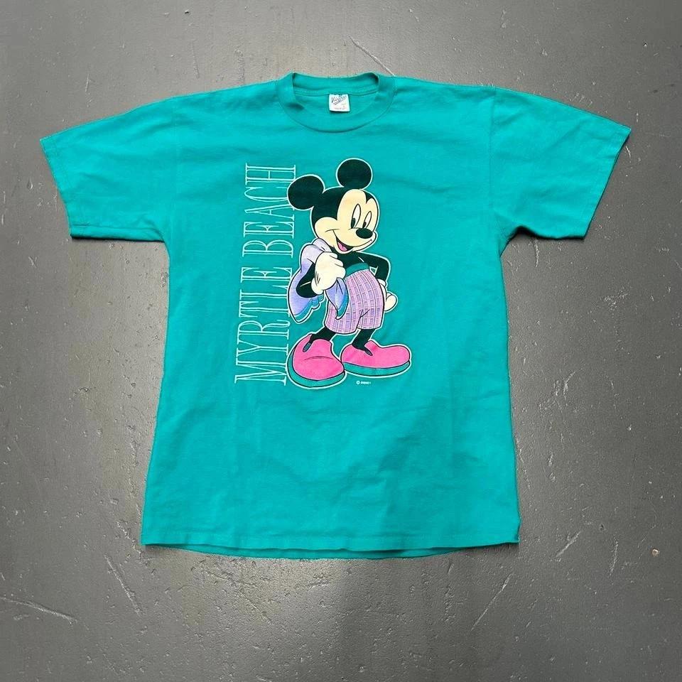 

Vintage 90s Mickey Mouse Myrtle beach teal big print graphic Disney tshirt XL