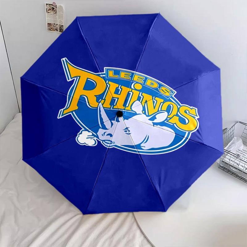 1 PC Automatic Folding Umbrella - Leeds Rhinos Pattern Portable Foldable Design With 8 Ribs Christmas Birthday Gifts