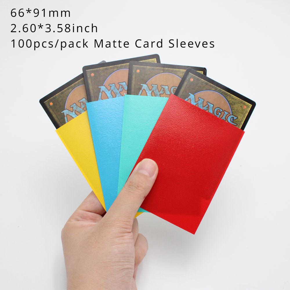 100PCS 66x91mm Matte Colorful Standard Size Card Sleeves TCG Trading Cards Protector Tarot Shield Board Games Magical Cover PKM