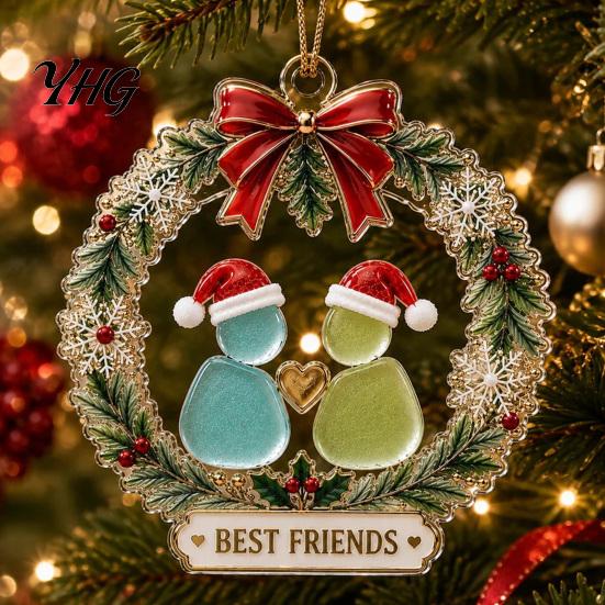 Party Supplies for Home Best Friends Christmas Wreath Pendant, Acrylic Hanging Ornament, Festive Atmosphere Decor Decorative Piece Holiday Decoration