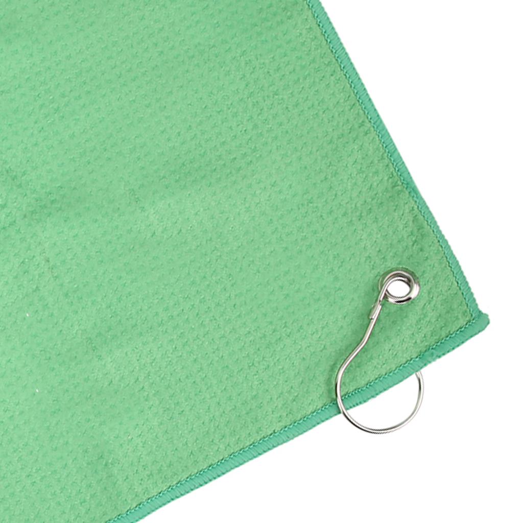 Waffle Microfiber Golf Towels Cleans Clubs Balls Hands Cleaning Towel with Carabiner HookGreen