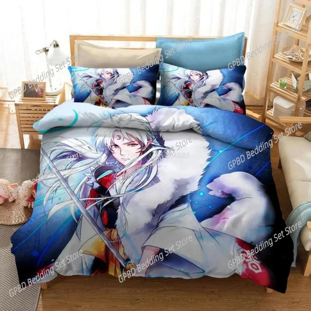 3D Print Anime Inuyasha Bedding Set For Bedroom Soft Modern Bedspreads Comefortable Kids Duvet Cover Quilt Cover And Pillowcase