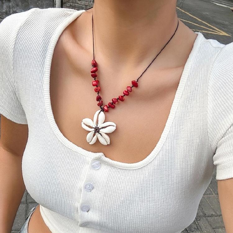 Shell Flower Pendant Necklace Ethnic Style Clavicle Chain Choker Neck Chain