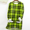 Women's Fashion Plaid Print Round Neck Long Sleeve Plush Winter Warm Pullover Top