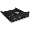USB 3.0 Hub - Icy Box - 1x USB-C, 2x USB-A - SD/MicroSD Card Reader - 3.5 Inch - Black Metal