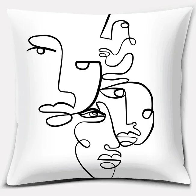 Home Decor Car Sofa Cushion Cover Abstract Face Collection Print Square Pillowcase