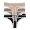 Women's Pure Cotton Ribbed Low Waist Lace Briefs with Breathable Double-Layer Crotch