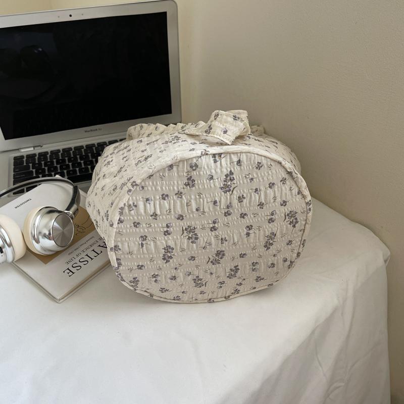 Floral Print Shoulder Bag Women's Large Capacity Bucket Bag Commuter Tote Bag