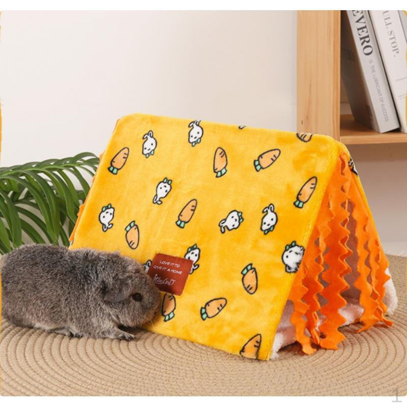 Bunny Hideaway House, Guinea Pig Bed Small Animal Hideout for Mice, Pig, Hamster, Yellow M