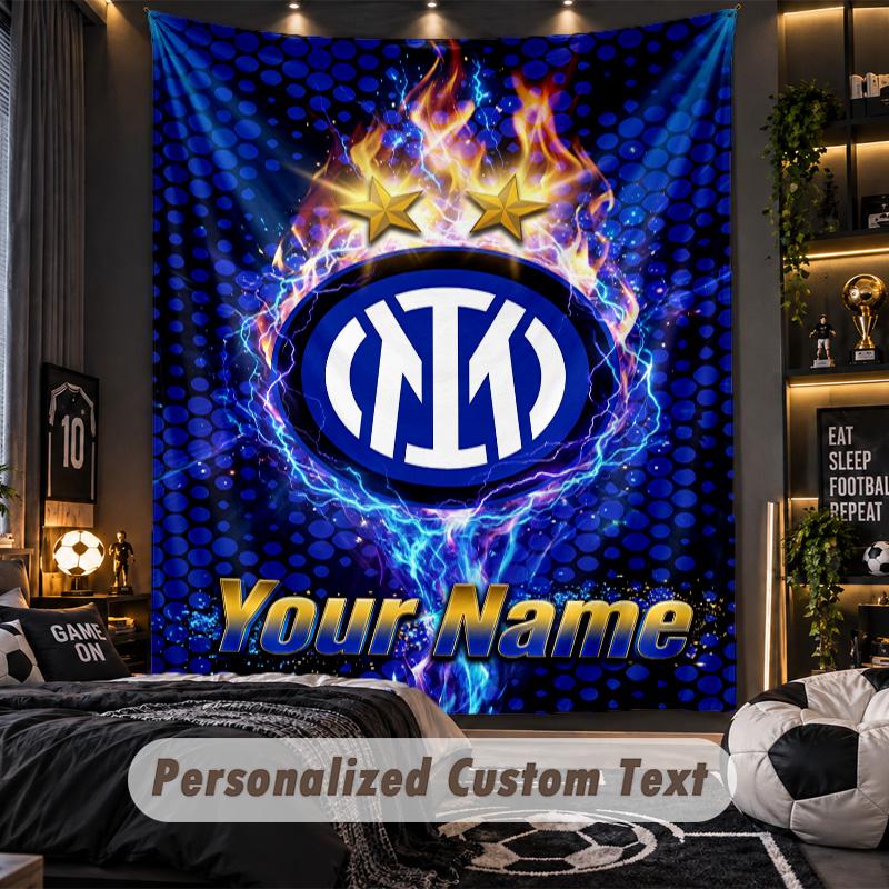 TapestryInter Milan Custom Name Text Personalized Wall Hanging Tapestry Home Wall Decor