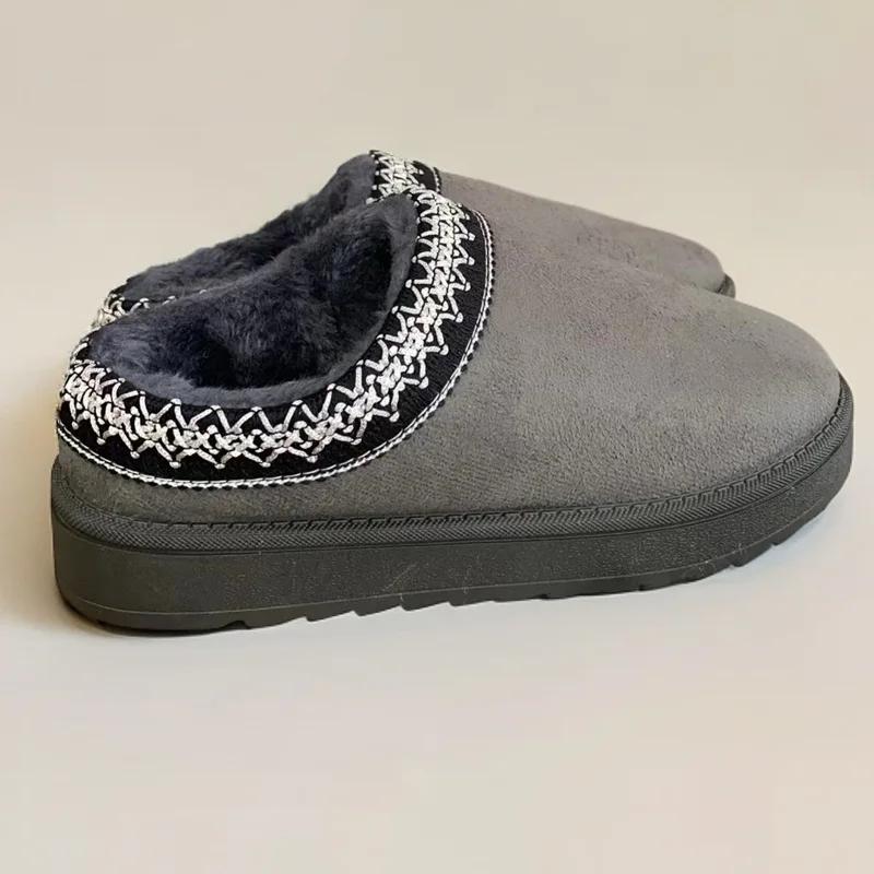 

2024 Hot Sale Women s Shoes Baotou Women s Slippers Fashion Plus Velvet Daily Slippers Women Winter Plus Size Flat Slippers 44 сірий колір