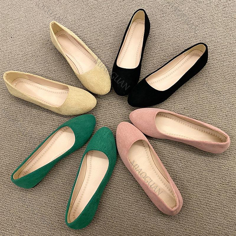 Fashion Women Flats Slip on Candy Color Woman Boat Shoes Black Suede Ladies Ballet Flats Spring Autumn Casual Round Head Single Shoes