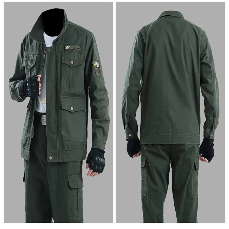 

Мужская куртка + брюки весна-осень больших размеров весна-осень однотонная рабочая одежда для сварщиков и строителей одежда для страхования труда 3XL зелёный
