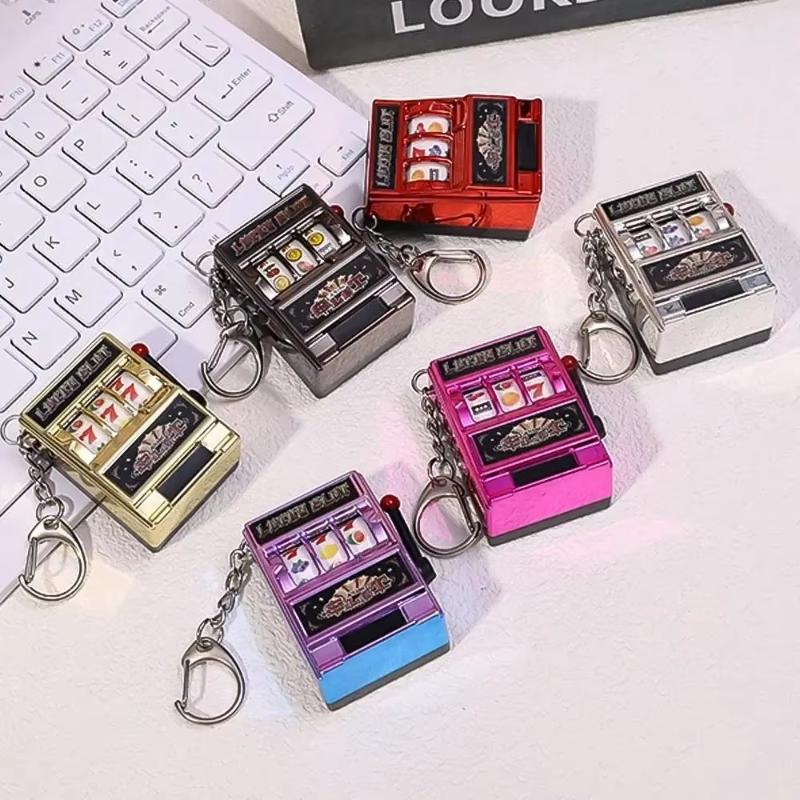 1Pcs Fruit Machine Slot Machine Keyring Simple Fashion Trend Keychain Toy Creative Car Pendant Key Ring Gift Accessories
