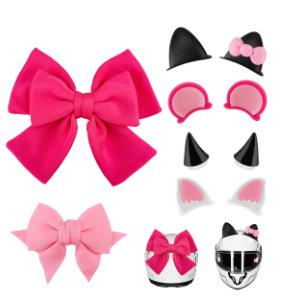 Bow-Decorated Helmet Additions Devil Horn Helmet Additions Removable Suction Cup Helmet Stickers Cute Personalized Gifts розовый
