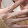 Fashionable Bowknot Opening Rings Finger Rings Beaded Finger Rings Alloy Material Stylish Finger Accessory for Women