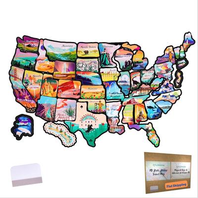 ACIMONE RV State Travel USA Map Sticker, 11 ⅘“ X 15 ¾” Visited States Sticker Decals For Outdoors & Indoors- Road Trip America Map Of United