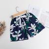 Women's Summer Cotton Silk Drapey Floral Shorts with Elastic Waist