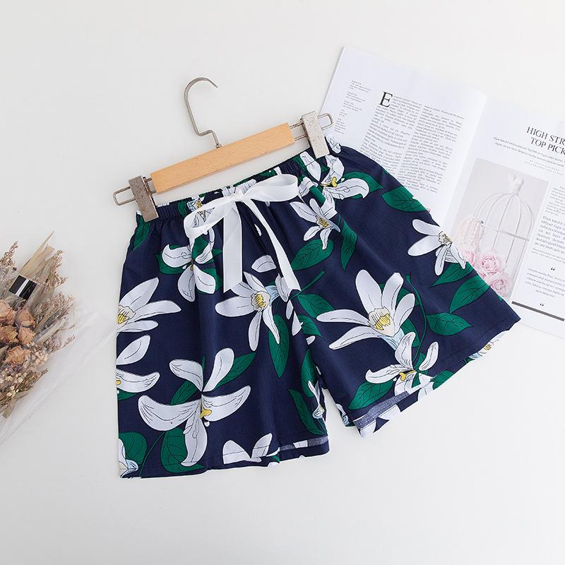 Women's Summer Cotton Silk Drapey Floral Shorts with Elastic Waist