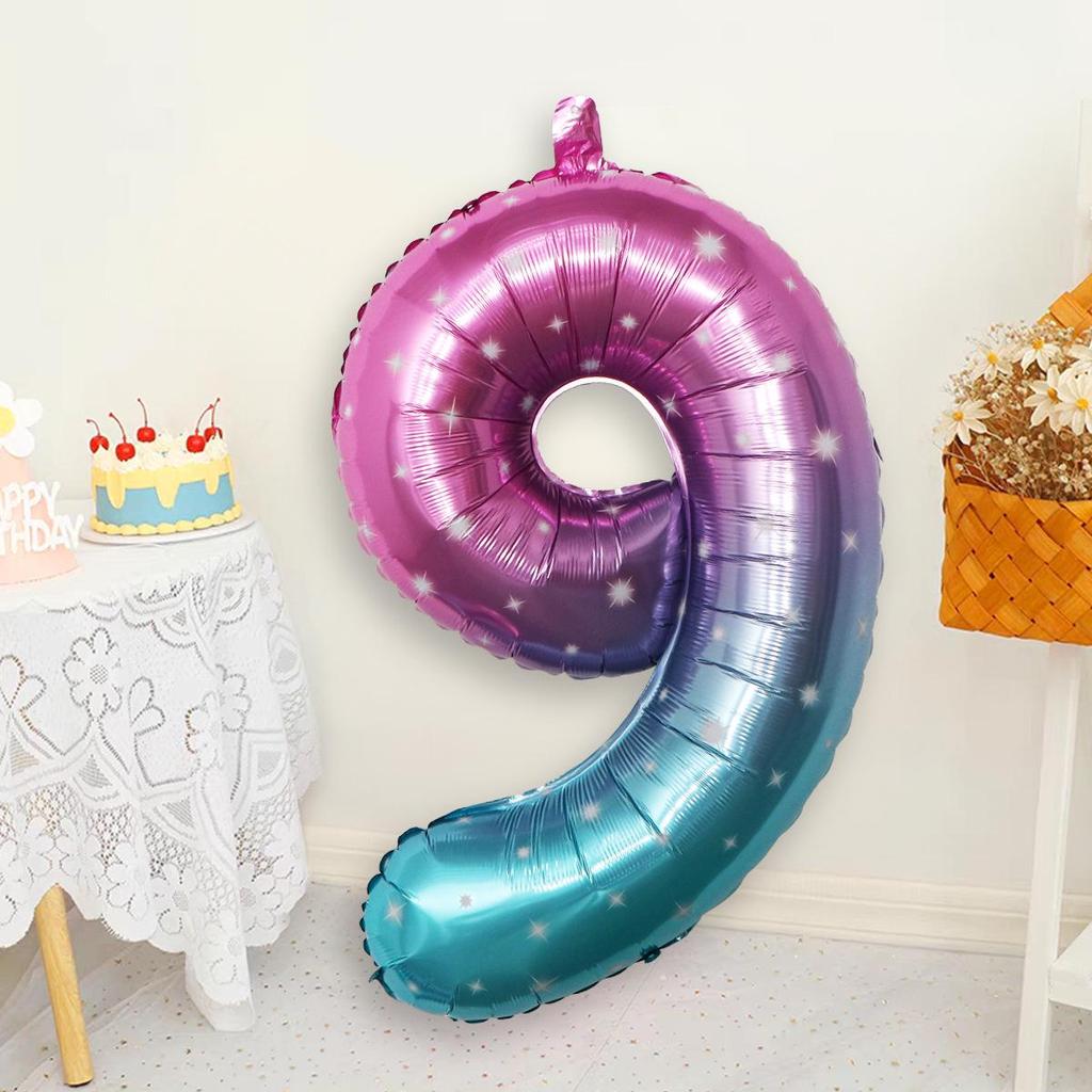 32-Inch Gradient Color Aluminum Foil Number Balloons - US Version
