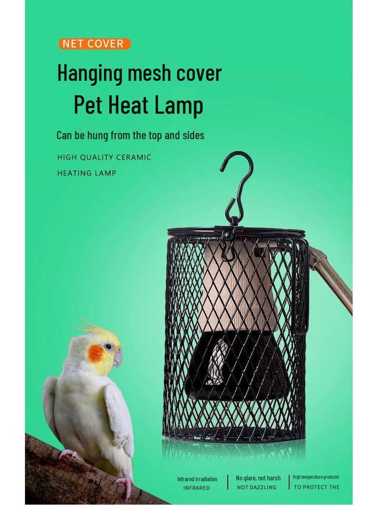 Parrot & Turtle Ceramic Heater Lamp with Insulated Box and Anti-Scald Lampshade for Warming Birds and Sugar Gliders