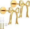 2 Pcs Metal Bow Curtain Holdbacks Gold Wall Mounted Bow Curtain Hold Backs Curtains Modern Gold Holders for Living Room Bedroom Office Home