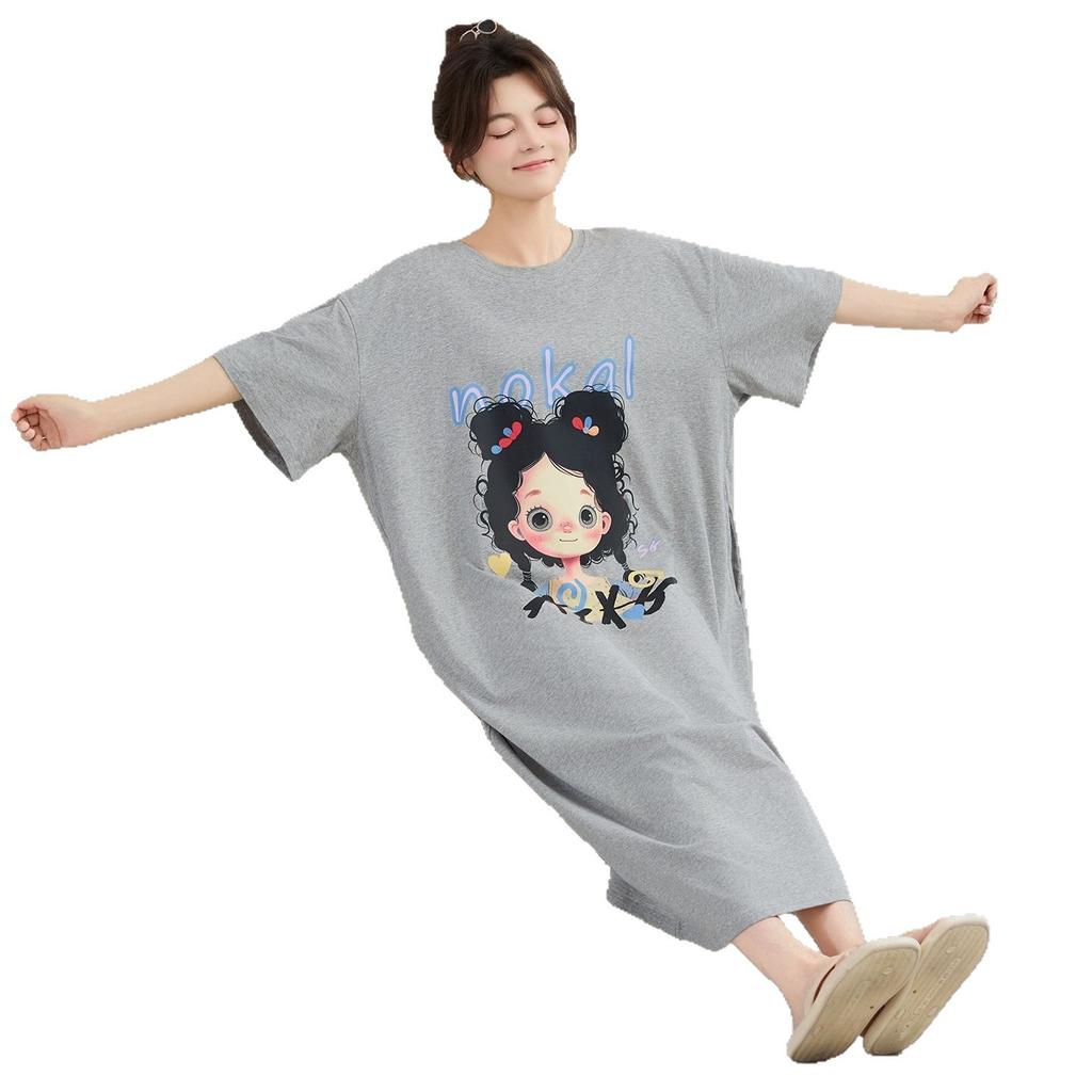 New T-shirt Dress for Women, A Laid-back Style, Loose and Large-sized Long Dress for The Lazy