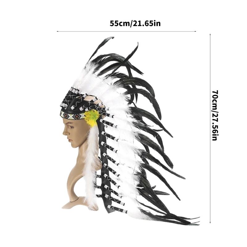 Authentic Local American Feather Headdress For Cultural Festivals Costume Parties And Stage Performances Lightweight Design Nature Friendly Materials