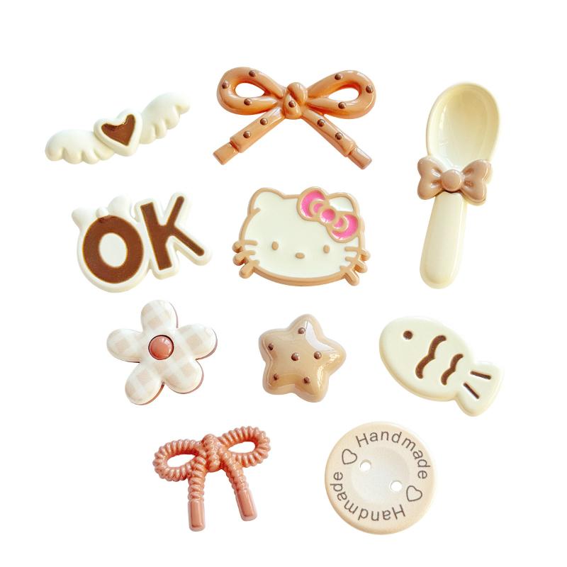 

Sanrio Hello Kitty Series Shoes Accessories Bows/Spoons/Flowers Diy Decorative Charms, Perfect Gift For Friends Anime Figures