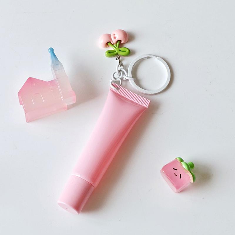 10/15Ml Empty Lipstick Tube With Keychain Pendant Squeeze Sub-Bottling Refillable Liquid Container Bottle Lipgloss Sample Bottle