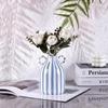 Hand-Painted Ceramic Vase with Double-Ear Striped Design