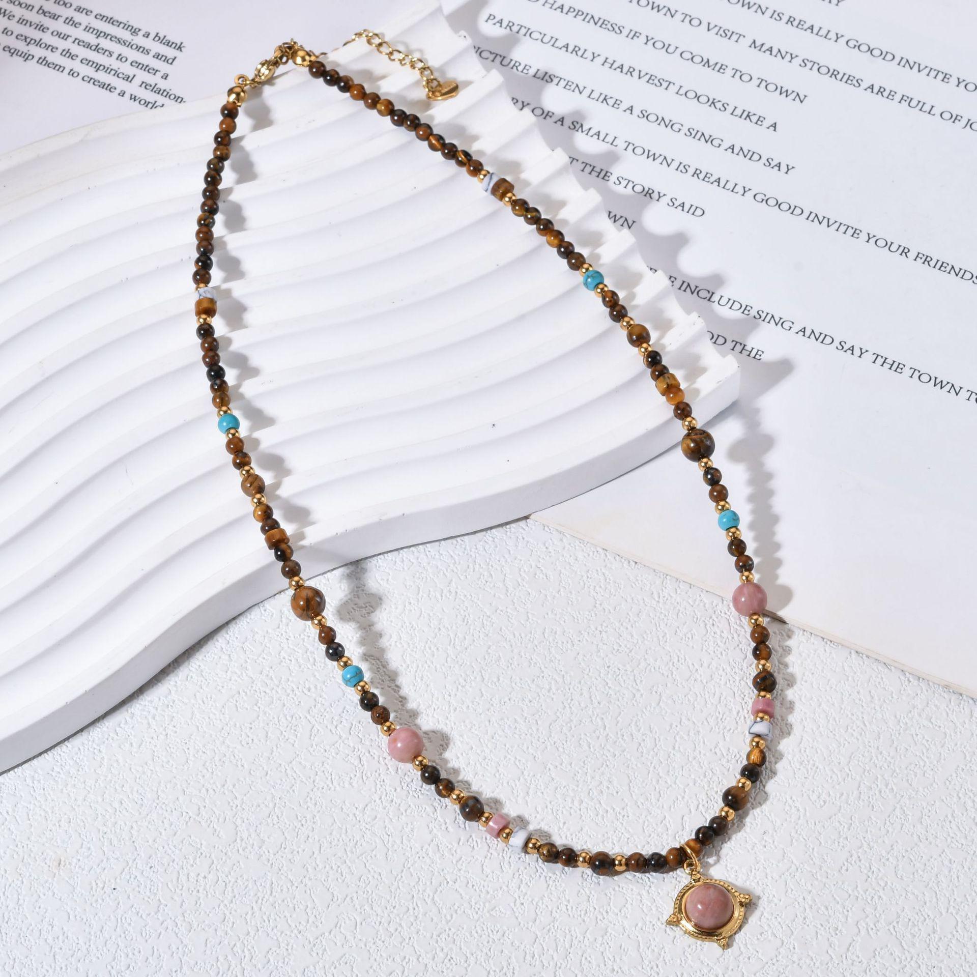 Retro Maillard-Style Tiger Eye Necklace: Aesthetic & Versatile Women s Clavicle Jewelry
