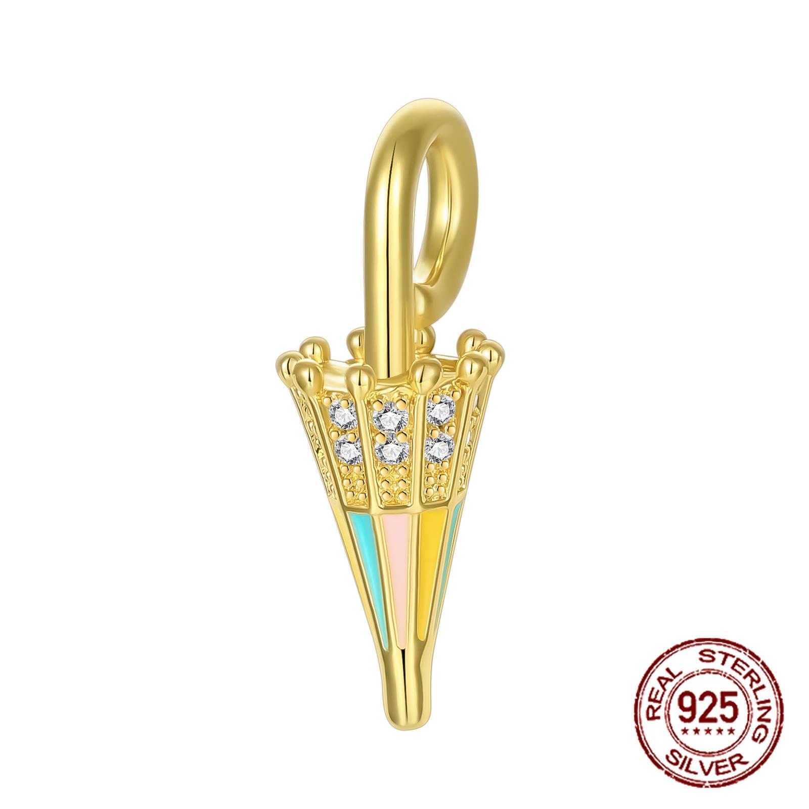 

Copper Elegant Golden Little Umbrella Pendants Charms Fits Genuine Charms Bracelet Women DoItYourself Jewellery Gifts