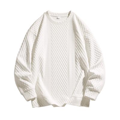 Spring and Autumn Japanese Plus Size Men's Round Neck Jacquard Hoodie Men's Fashion Casual Men's Pullover Hoodie Top