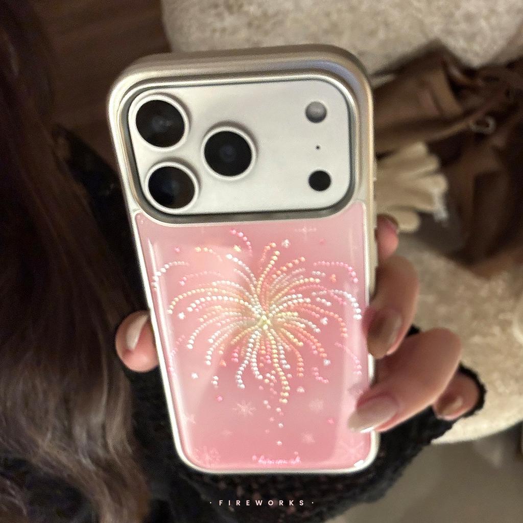 Pink fireworks iphone17promax iPhone 16 case for 15 gilt 14 New Year's atmosphere 13 hard