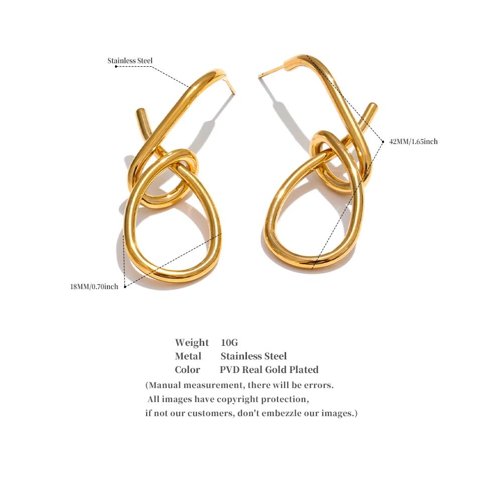 Eetit Personalizované náušnice z nerezové oceli s geometrickým velkým přívěskem pro ženy, nerezavějící textura, výrazné party šperky 2024
