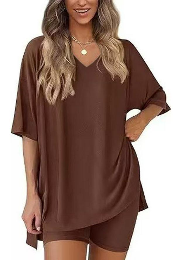 Women's Casual V-neck T-shirt & Shorts Homewear Set, 2026 Collection: Comfortable and Stylish 