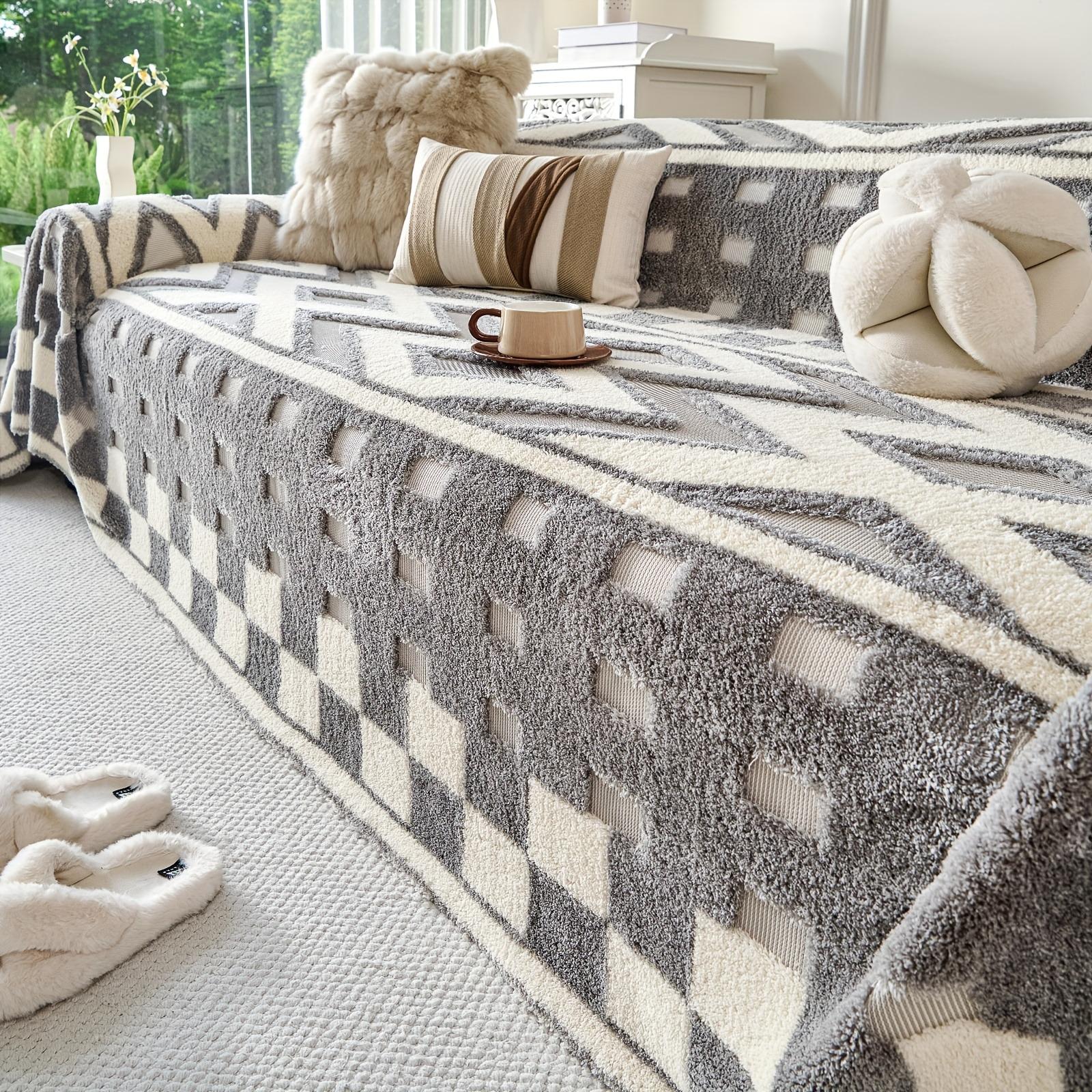 

New Winter Anti Slip Thick One-piece Sofa Towel,All Season Universal Sofa Cover,Detachable and Washable Cotton Velvet Sofa Cover 1PC -180x130cm