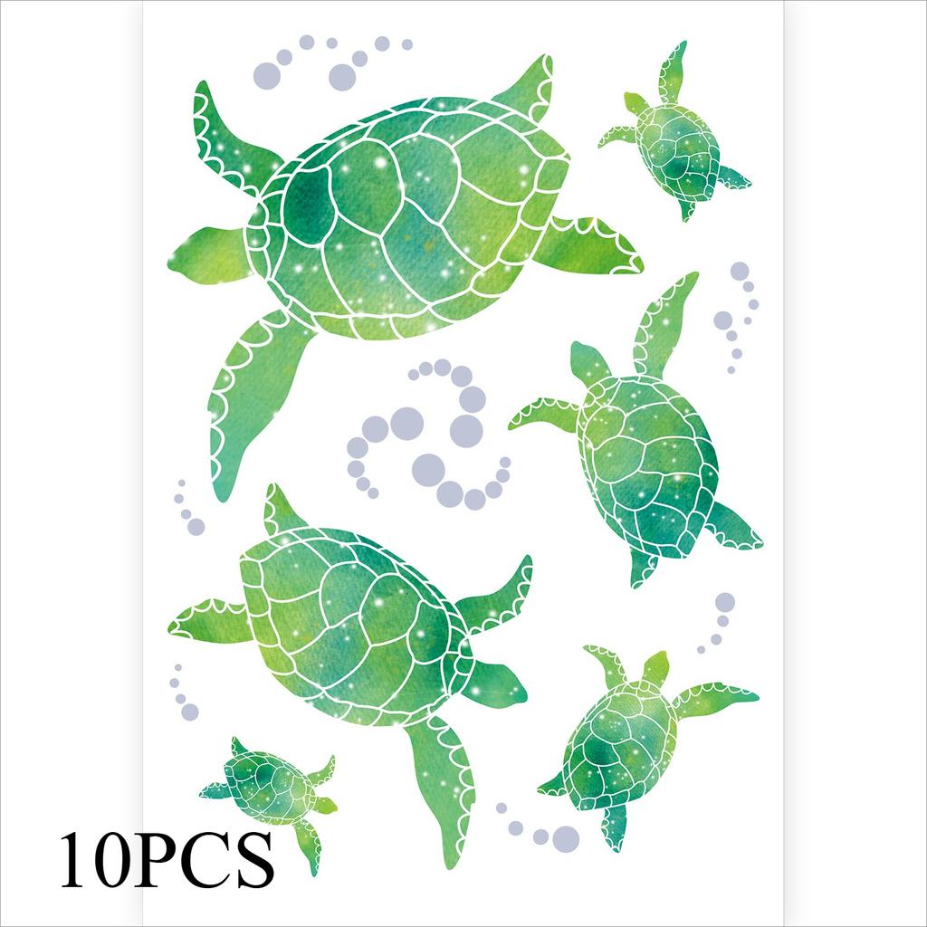 10PCS.Cute Sea Turtle PVC Waterproof Wall Decals, Suitable for Bathroom, Home, Office & Kindergarten, Easy To Apply & Remove