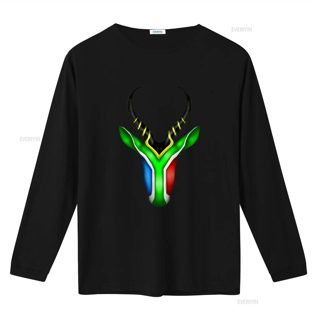 Südafrika Springbok Print T-Shirt Einzigartiges Design Bequemer Stoff Perfekt für Sport und Freizeitwear vintage Gewaschen