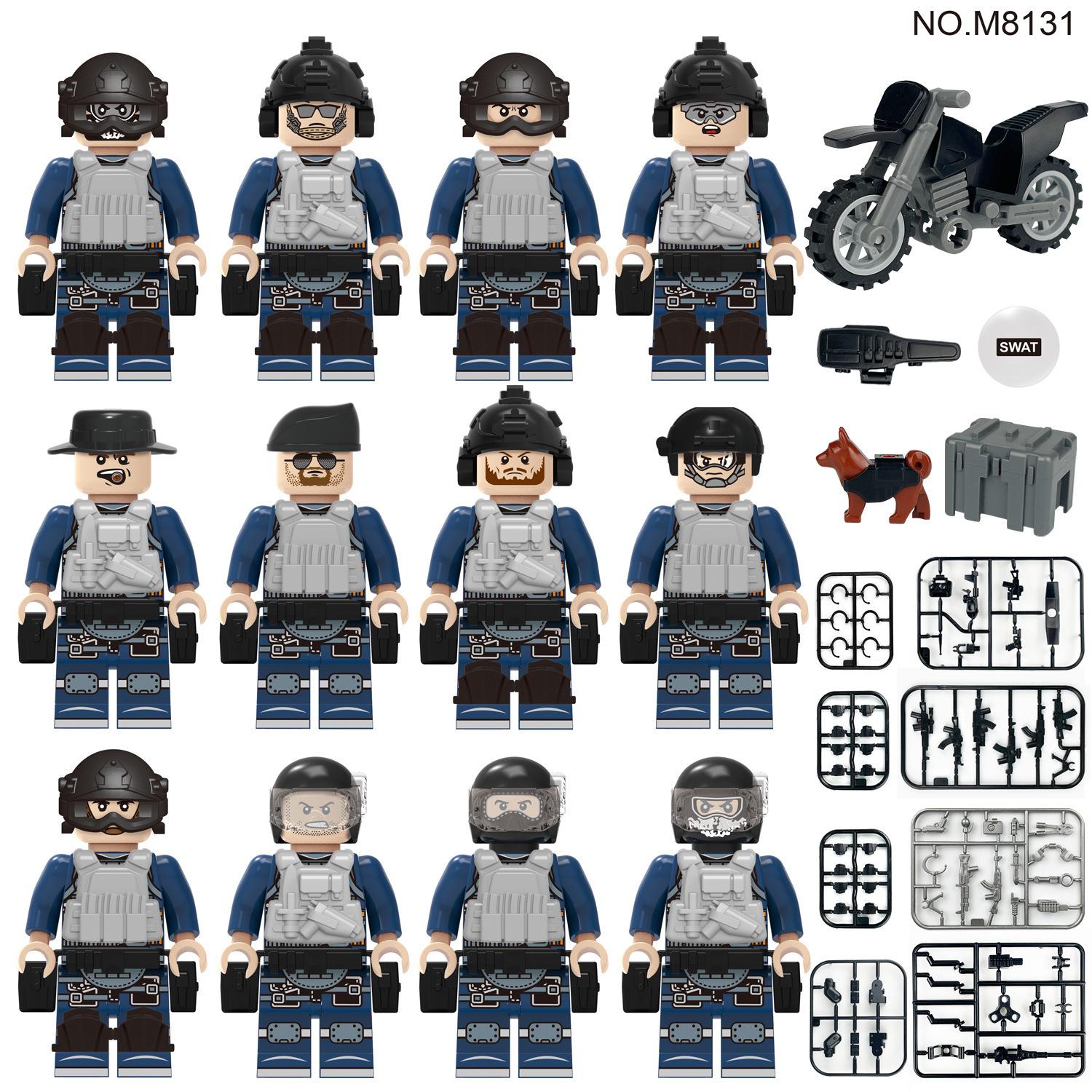 Mobile Troops Motorcycle 8131 Military Minifigures Children Assemble Small Particle Building Block Toys