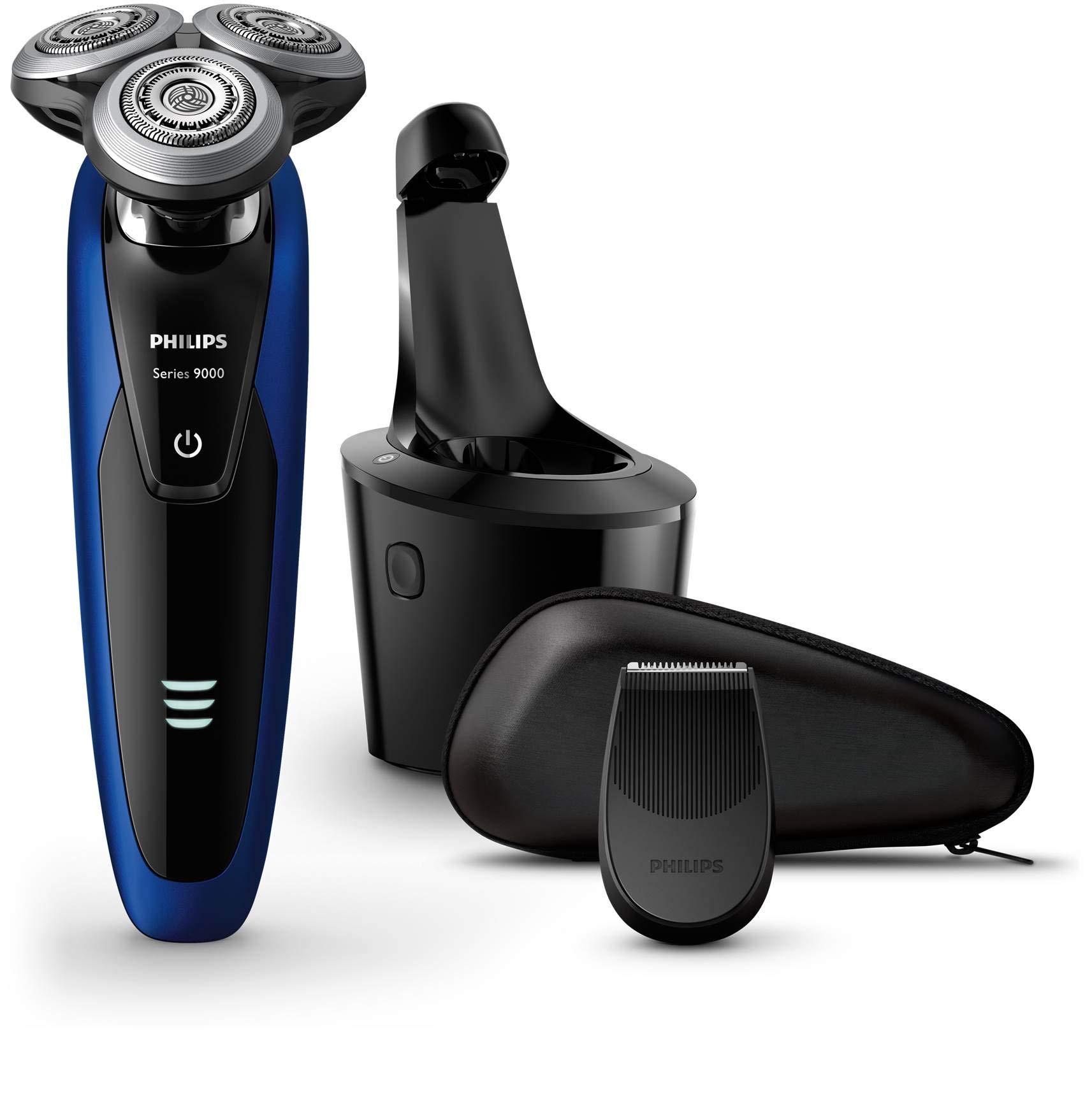 

стерилізуючий Philips 9000 Series Електричний 72 Тример для гоління з обертовою ванною та зарядний пристрій для чищення в комплекті [Включає засіб для чищення] Чоловіча бритва, леза, тип,