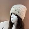Women Winter Knit Beanie Hat Hand Sewn Pearl Rhinestone Shimmer Soft High Stretch Warm Full Head Cover Hair Loss Concealer Knitted Cap Korean Style