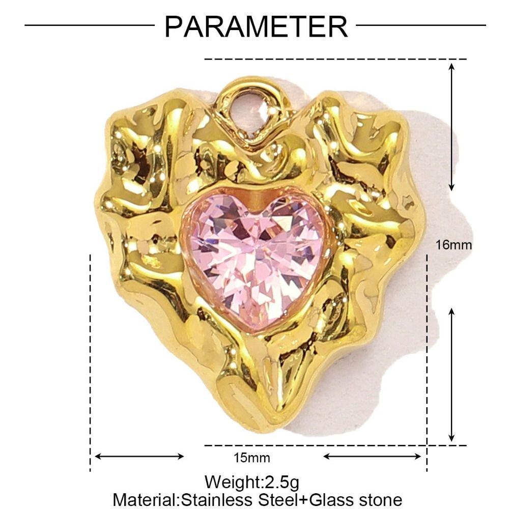 3pcs Stainless Steel Cross Charm Vintage Heart Charm Fashion Cubic Zircon Pendant Gift
