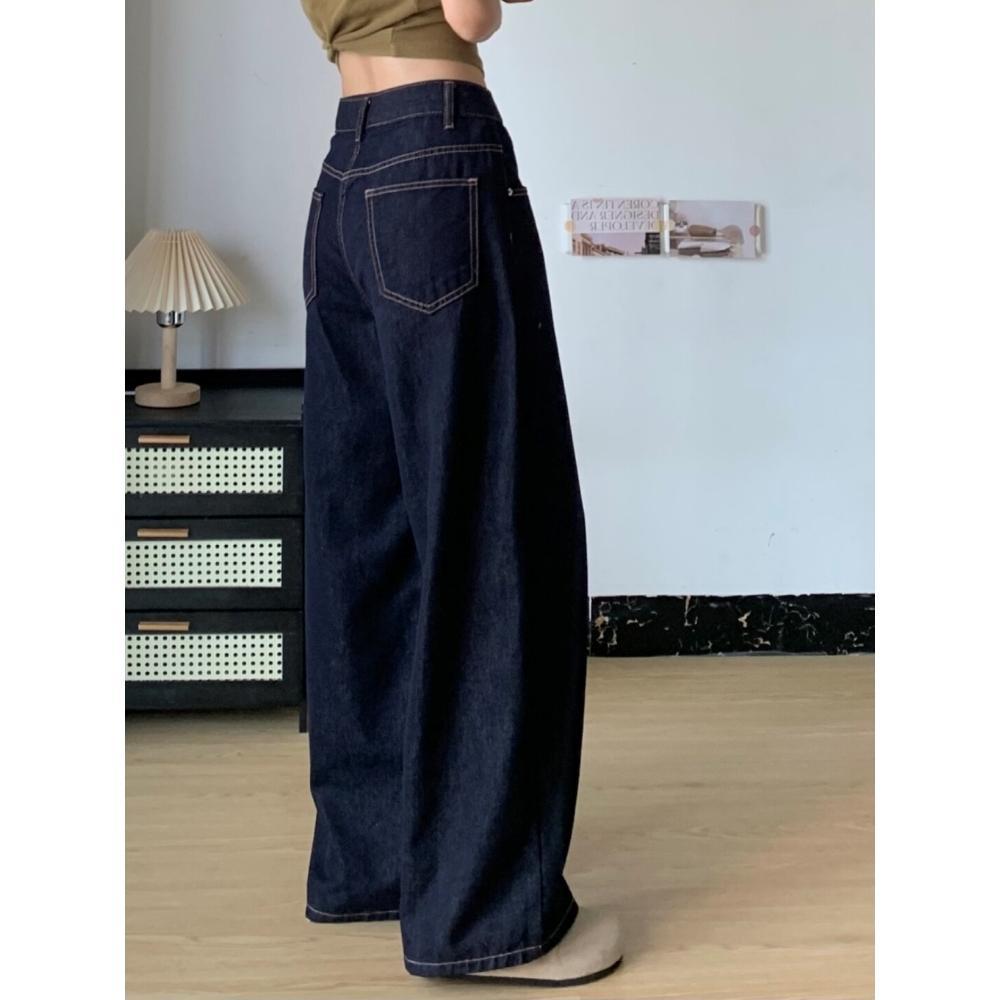 Dámské džíny s vysokým pasem, retro modré, s širokými nohavicemi - Letní kolekce 2025