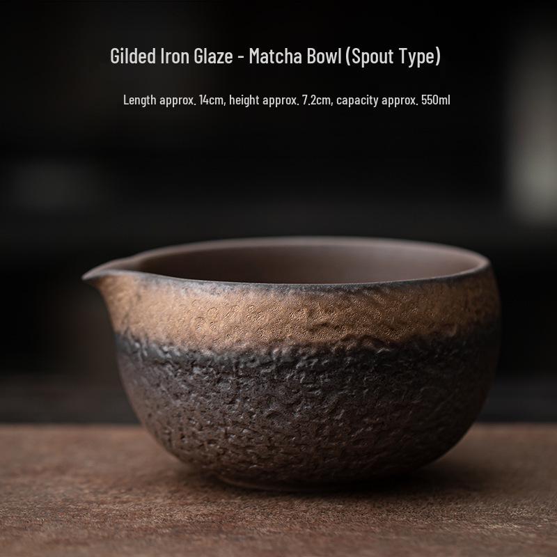 Gilded Iron Glaze Retro Matcha Tools: Tea Scoop, Matcha Bowl, Hundred Bristles Brush, Song Dynasty Tea Ceremony Set