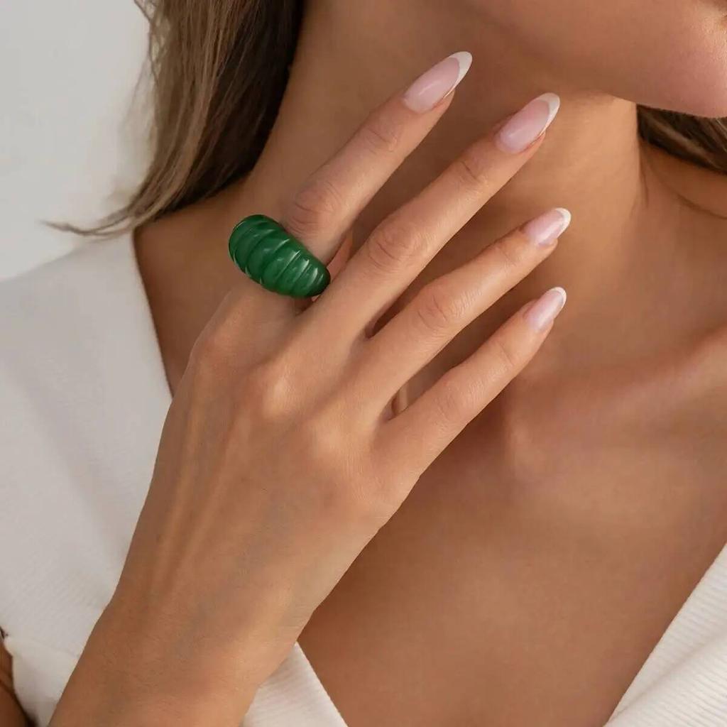 SHIXIN Y2k Simple Irregular Acrylic Resin Wide Chunky Rings Women Vintage Geometric Stacking Daily Wear Finger Ring Jewelry Gift